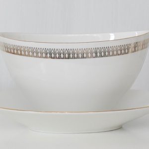 Rörstrand kulho alustalla ja kultakauluksella