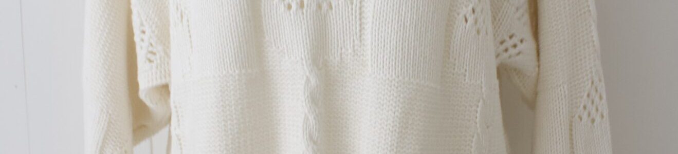 luonnonvalkoinen vintage puuvillaneule,  90-luku