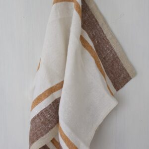 ruskea raidallinen pellava astiapyyhe