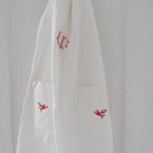 Valkoinen puuvilla esiliina