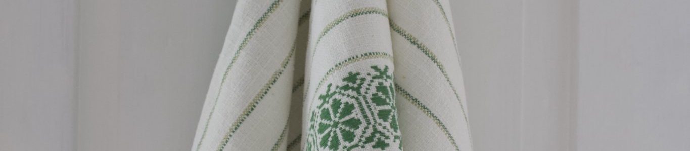 vihreä valkoinen vintage liina /astiapyyhe