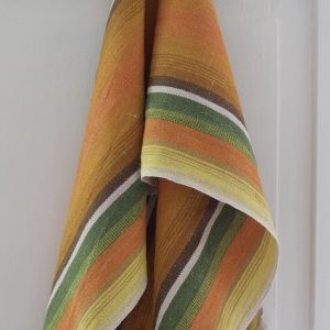 oranssin sävyinen pellava liina / astiapyyhe