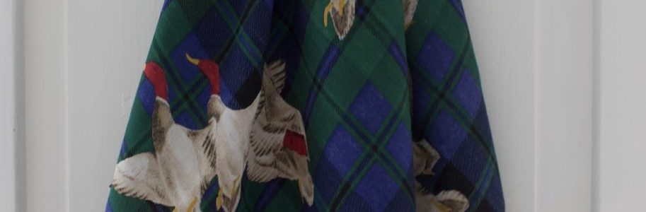 sini vihreä ruudullinen vintage huivi